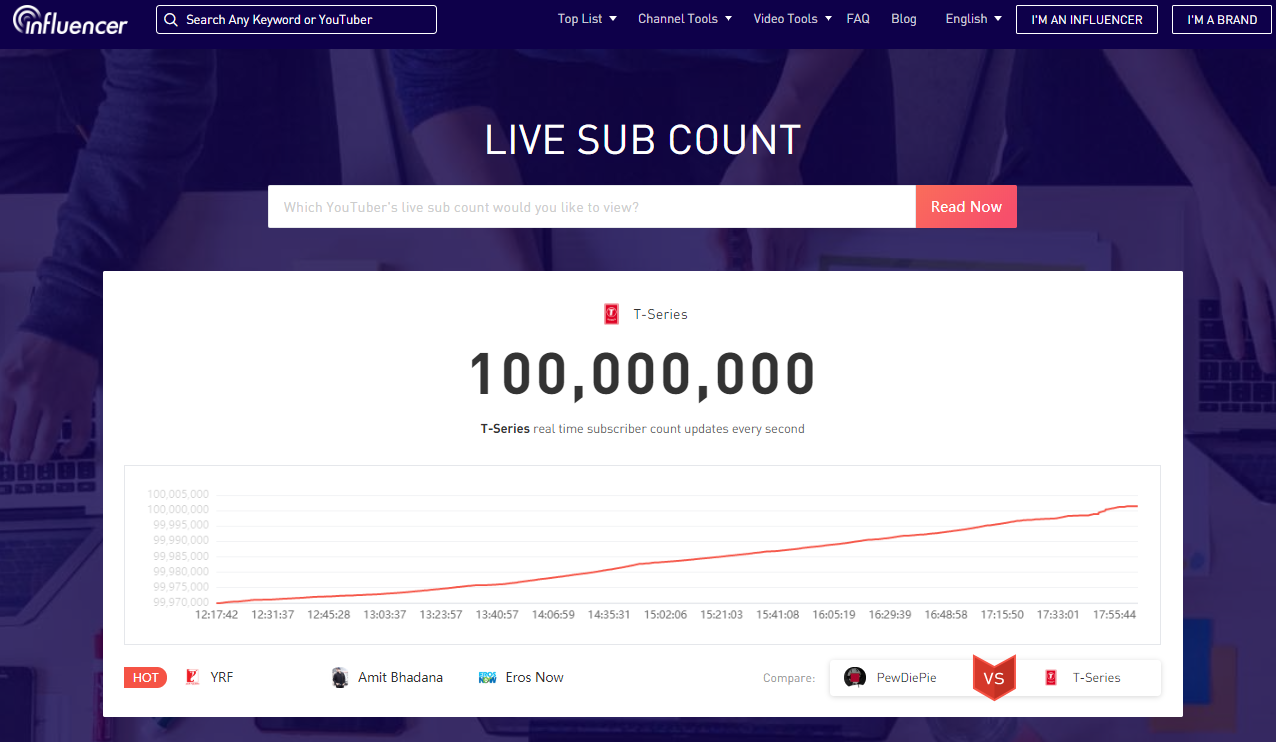 PewDiePie Vs T-Series LIVE Subscribe Count