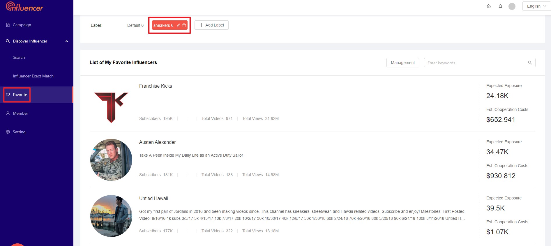 YouTube Influencer Management System